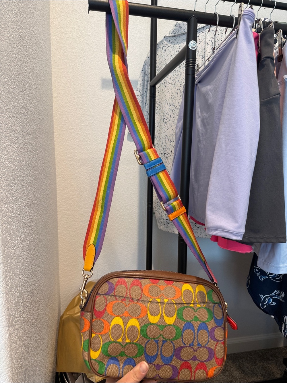 Coach Rainbow Signature Crossbody Bag - Brown Multicolor - Picture 4 of 8